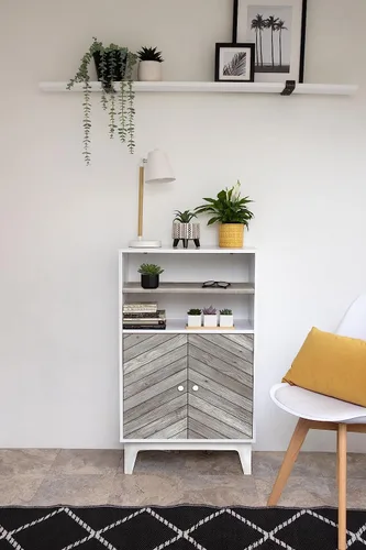 Miniatura 2 de d-c-fix Papel de contacto autoadhesivo de grano de madera gris cheurón, impermeable, extraíble, vinilo decorativo para cocina, encimeras, armarios