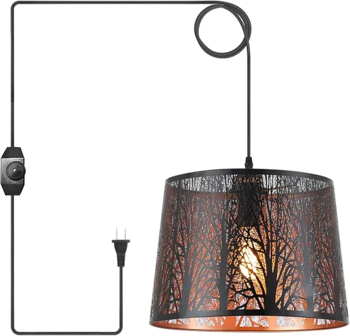 Lámpara colgante moderna grande con cable de luz tejido hecho a mano de 14 pies, lámpara de interruptor regulable, lámpara colgante de linterna