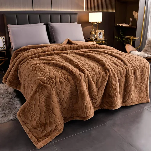 Miniatura 7 de LGYKUMEG Manta gruesa y cálida de visón coreano, manta de vellón San Marcos de 79 x 91 pulgadas, manta de cama suave y sedosa para otoño e invierno