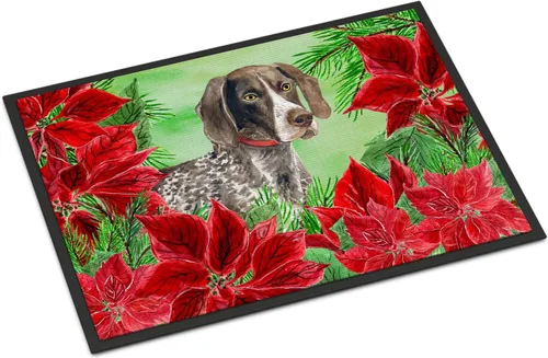 Miniatura 124 de Caroline's Treasures CK1311MAT Cavalier Spaniel Poinsettas - Felpudo de 18 x 27 pulgadas, tapete para puerta delantera, interior y exterior