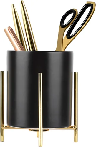 Miniatura 10 de Planet Pencil Cup Sturdy Metal Frame with White Ceramic Pen Holder For Desks and kitchen Appliance Holders
