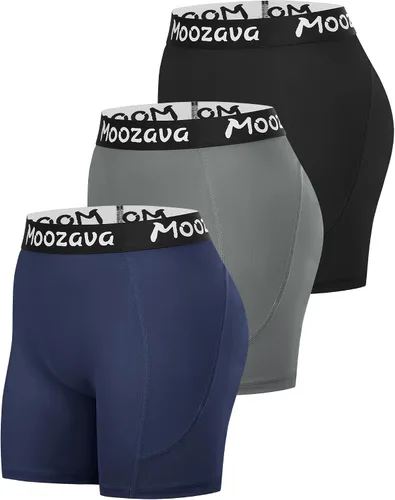 Miniatura 9 de Moozava Pantalones cortos de voleibol de elastano de 5 pulgadas para mujer, paquete de 3 pantalones cortos de compresión atléticos