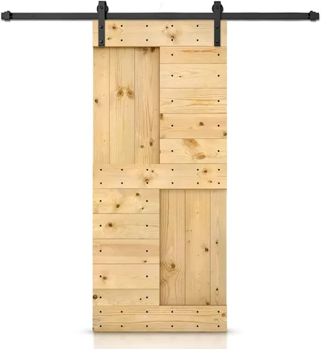 Miniatura 62 de TMS Serie N - Puerta corrediza interior de madera de pino anudada con kit de herrajes deslizantes (32 x 84 pulgadas, blanco)