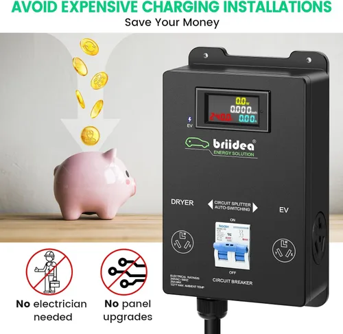 Miniatura 2 de Briidea Interruptor de alimentación automático para secadora y EV, carga rápida tu EV, NEMA 10-30