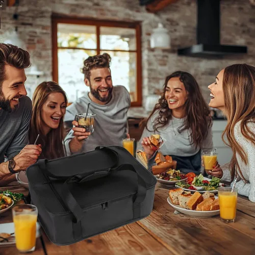 Miniatura 5 de Bodaon Bolsa aislante para cazuela, se adapta a platos de horno de 9 x 13 y 11 x 15 pulgadas con tapa, portadores de cazuela para alimentos Negro