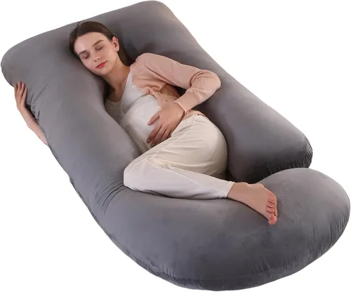 Miniatura 16 de ALLOPERA Almohada de embarazo de 57 pulgadas para dormir, almohada de apoyo de cuerpo completo con funda extraíble lavable para comodidad