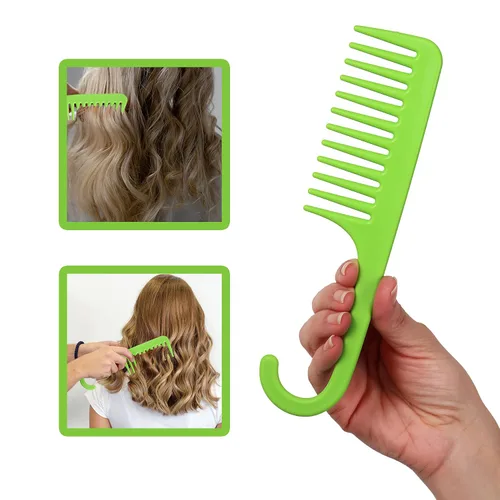 Miniatura 2 de Allegro Combs Peine de ducha con gancho para cabello rizado, para desenredar en húmedo o seco, 1 unidad, color verde