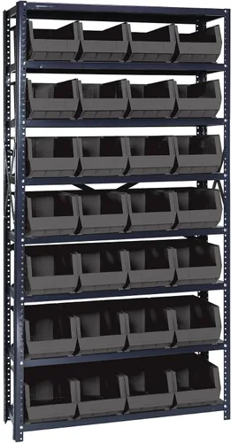 Miniatura 282 de Quantum QSBU-245BK Heavy Duty Shelving Unit with (7) Shelves and (24) QUS245 Black Bins for Garage Warehouse Storage Distribution 400 lb Load