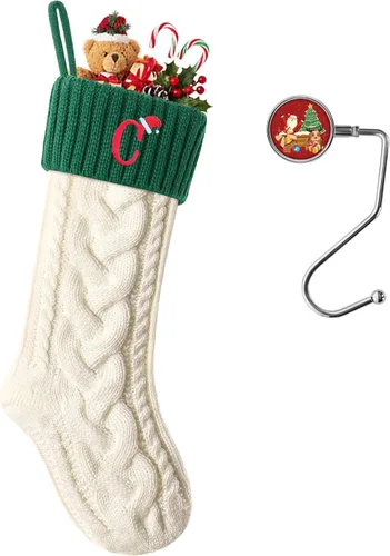 Miniatura 83 de Botas de Navidad personalizadas, iniciales personalizadas, 18 pulgadas, botas de Navidad tejidas con letras para colgar en la chimenea, botas de Rojo