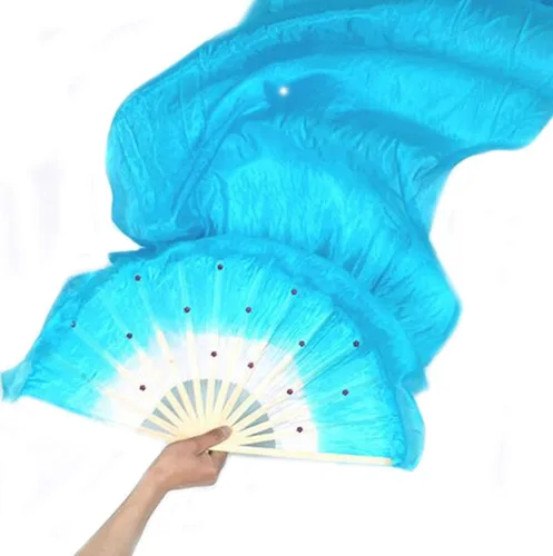 FZBNSRKO 1.8M 70.86 "Danza del Vientre de Seda de Bambú Abanicos Largos Ventiladores Velos Fiesta Rendimiento de la Mañana Abanicos Largos