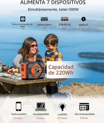 Miniatura 4 de Generador de Energía Solar de 300W Nominal, Estación de Energía Generador Solar Portátil con Paneles Solares de 40W Incluidos, Banco de Energía