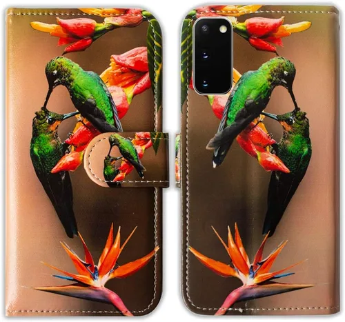 Miniatura 28 de Bcov Funda para Galaxy S20 5G, diseño de pájaro negro y verde con tapa para Samsung Galaxy S20 5G