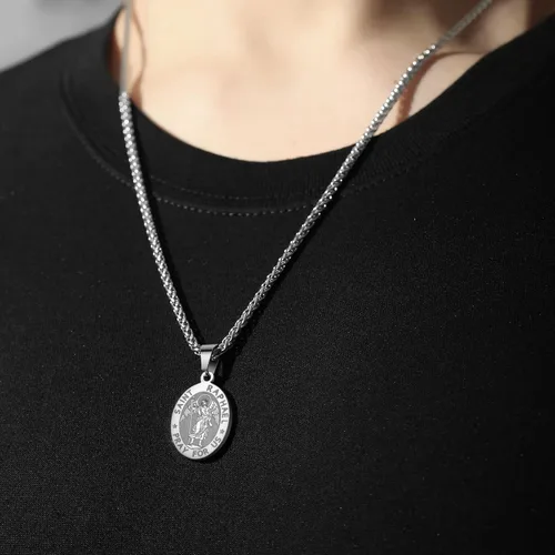 Miniatura 109 de P. BLAKE Collar ovalado de San Cristóbal, Miguel, José, Jude/Virgen María/José/Francisco/Patrick/Anthony/Benedict/Thomas para hombres y mujeres