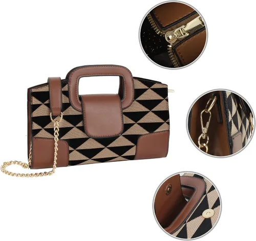 Miniatura 76 de ZLMBAGUS - Bolso de mano para mujer, diseño vintage con solapa y asa, de piel sintética, para llevar al hombro