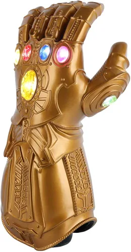 juyocmy Guantelete infinito de superhéroe para adultos con luz LED extraíble imán de gemas infinitas para cosplay Halloween guantelete infinito
