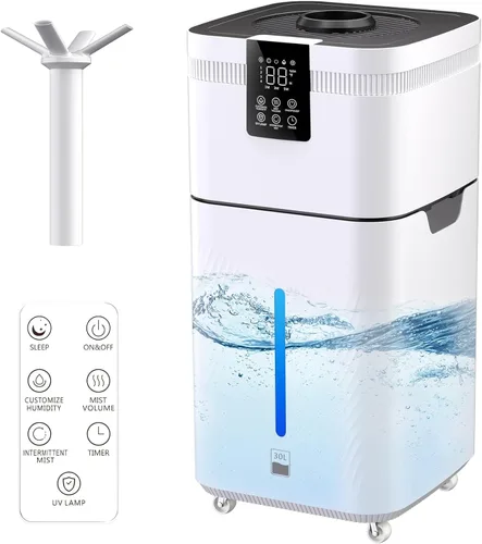 Humidificador comercial de 30 l/7.93 galones para habitación grande, 4200 pies cuadrados, humidificadores de 101.4 fl oz/h para toda la casa con