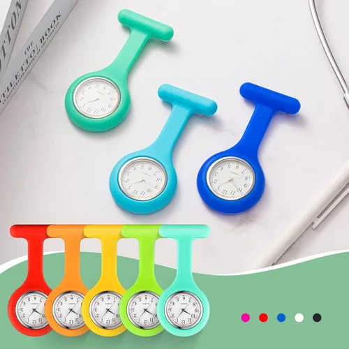 Miniatura 4 de Kenning Paquete de 15 relojes de enfermera con clip para mujeres y hombres, reloj de silicona con solapa de bolsillo, estetoscopio con segunda mano