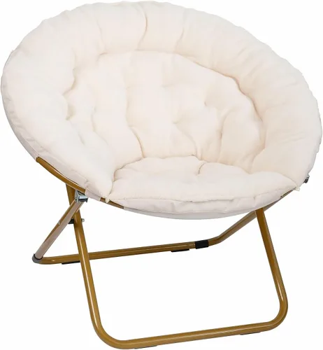 Miniatura 16 de Flash Furniture Gwen - Silla plegable de gran tamaño con otomana, silla lunar de piel sintética, marco de acero duradero, para dormitorio