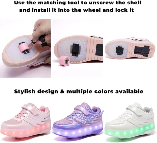 Miniatura 6 de Zapatillas de patinaje LED para niñas y niños con ruedas