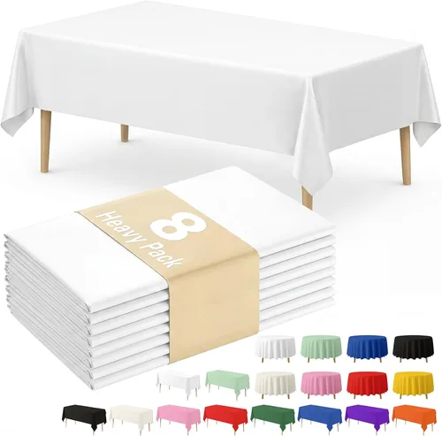 Miniatura 14 de Fixwal Mantel de plástico negro desechable de 54 x 108 pulgadas, mantel rectangular impermeable, paquete de 5 para graduación, decoración de fiesta