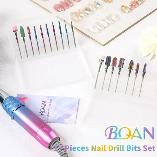 Miniatura 8 de BQAN - Juego de 17 brocas de carburo de tungsteno, brocas profesionales de 3/32 pulgadas para taladro de uñas, uñas acrílicas, manicura y pedicura