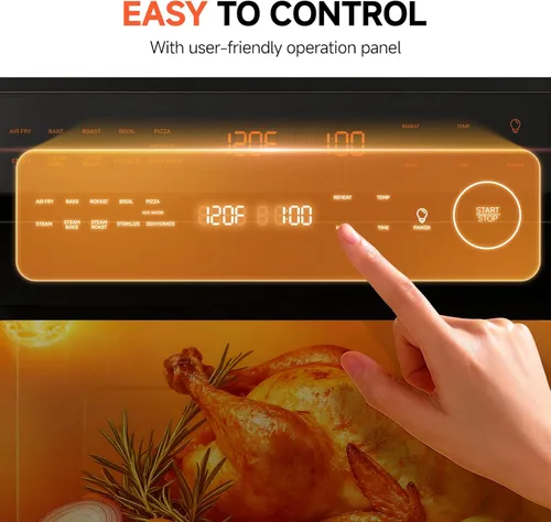 Miniatura 7 de OUNIN Horno de encimera combinado de freidora de vapor y aire de 24 litros, horno de convección 11 en 1 para hornear y vapor, hornear, asar