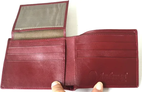 Miniatura 6 de Auténtico Stingray Skin para hombre Bifold blanco perla ojo borgoña rojo cartera