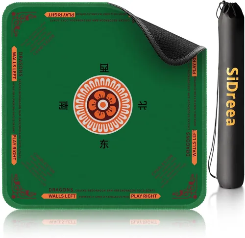 Miniatura 15 de Mahjong Mat 32.4 x 32.4 pulgadas, 0.118 in de grosor de goma antideslizante, tapete de mesa Mahjong con reducción de ruido, impermeable, tapete