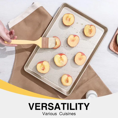 Miniatura 7 de HONGBAKE Paquete de 2 bandejas para hornear de media hoja, bandeja para hornear antiadherente para horno, hojas de galletas de acero al carbono 57%