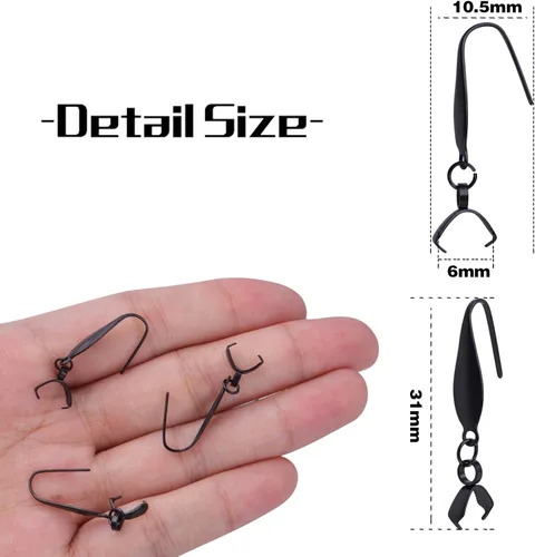 Miniatura 3 de 30 ganchos de acero inoxidable con cierre para aretes, hipoalergénicos, con hebilla de alambre de oreja, ganchos de pez para mujeres, diseño