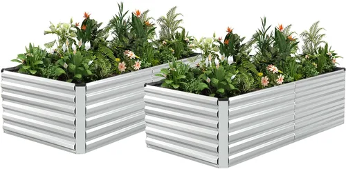 Miniatura 36 de NAVINE Cama de jardín elevada de 8 x 4 x 2 pies, macetas elevadas de metal grande, macetas para plantas al aire libre para verduras, flores