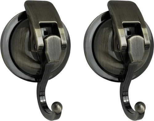 Miniatura 8 de Ganchos con ventosa, vidrio resistente, reutilizable, sin perforaciones, para bata de baño y guirnalda (plata, paquete de 4)
