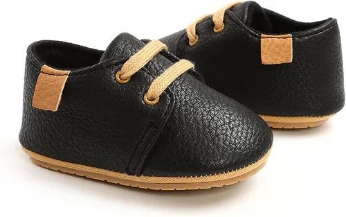 Miniatura 5 de QWZban Zapatos de bebé para niños y niñas, zapatillas de deporte con suela de goma antideslizante, para cuna de bebé, zapatos de vestir
