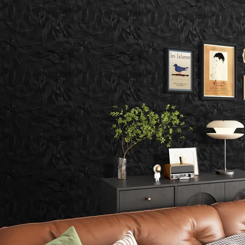 Miniatura 8 de VaryPaper Papel tapiz moderno con textura negra, para despegar y pegar, diseño geométrico en espiral, para dormitorio, baño, extraíble