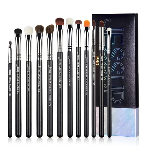 Jessup Juego de brochas de sombra de ojos, 12 piezas, juego de brochas de maquillaje de ojos profesional prémium sintéticas, mezcla de sombra