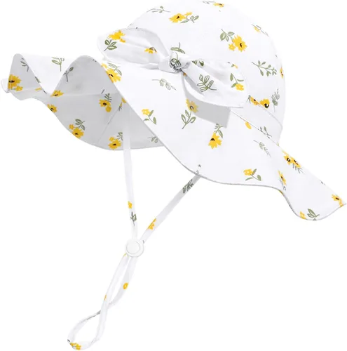 Miniatura 83 de Sombrero de sol para bebé niña con UPF 50+ sombrero de playa ajustable para exteriores con ala ancha