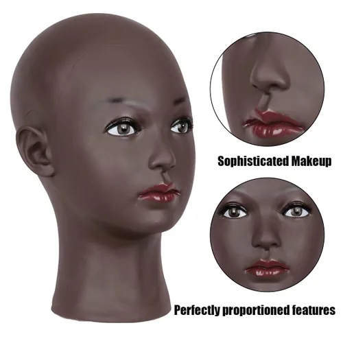 Miniatura 2 de HAIRWAY Cabeza de maniquí calva para mujer, cabeza de maniquí calva para hacer pelucas y exhibir cabeza de muñeca con pasadores en T gratis