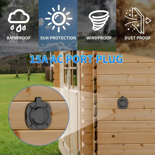 Miniatura 2 de BEBOBLY Enchufe de puerto de CA de 15 amperios, enchufe de entrada de alimentación de 125 V con cubierta impermeable y cable de extensión dual