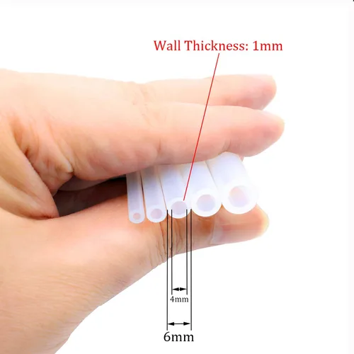 Miniatura 2 de Tubo de silicona de 5/32 pulgadas (4mm) de diámetro interior x 1/4 pulgadas (6mm) de diámetro exterior transparente flexible de goma de silicona