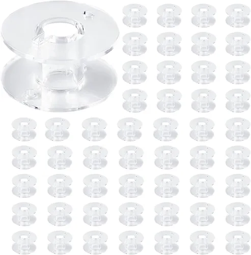 Paquete de 50 bobinas de plástico transparente para máquina de coser, clase 15, compatibles con máquinas Brother Singer Janome Kenmore, estilo