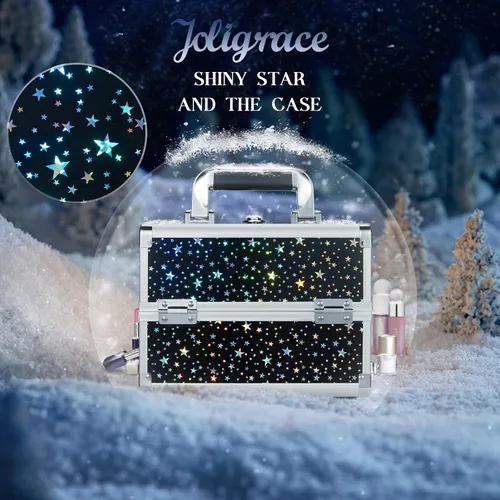 Miniatura 10 de Joligrace Maletín de Maquillaje Portátil Caja de Cosméticos 2 Bandejas con Espejo con Cerradura para Maquillaje Técnico de Uñas y Esteticistas