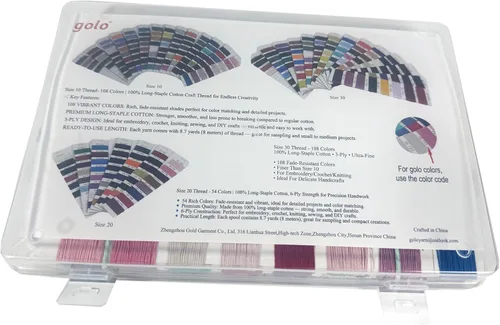 Miniatura 119 de Golo - Bolas de hilo para crochet de algodón tamaño 10, color algodón para crochet D-Fresa D078-fresa