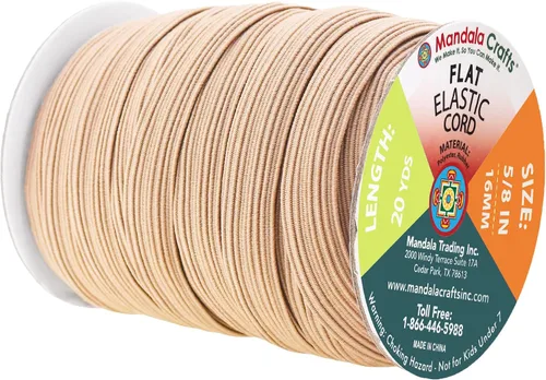 Miniatura 225 de Mandala Crafts - Rollo de cordón elástico plano para costura y manualidades Blanco