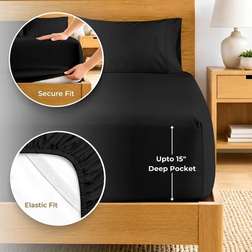 Miniatura 8 de SGI bedding Juego de sábanas 100% de algodón egipcio, tamaño Queen, 600 hilos, suaves, frescas, bolsillo profundo de 15 pulgadas, ropa de cama de 09