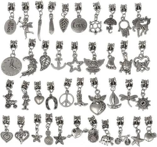 Miniatura 3 de RUBYCA Conectores tibetanos de color plateado con colgante para pulsera de abalorios