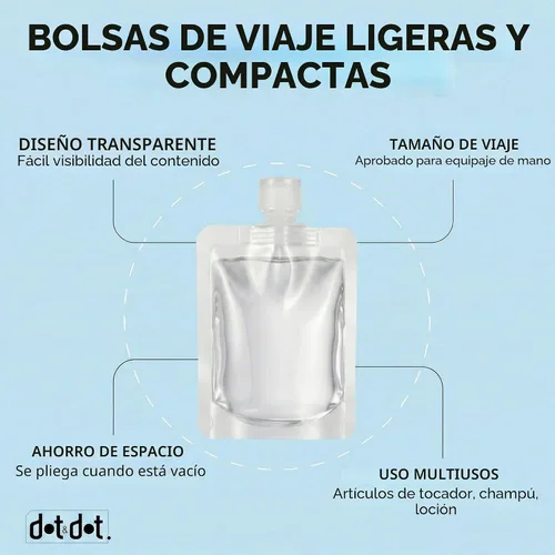 Miniatura 3 de Bolsas de viaje para artículos de tocador, paquete de 13 bolsas de líquido de viaje recargables aprobadas por la TSA, botellas de viaje planas