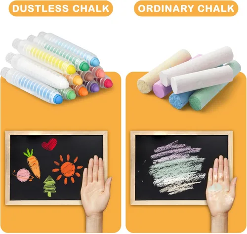 Miniatura 3 de Tiza sin polvo para niños pequeños – Tiza de color para acera con soporte, 12 piezas, no tóxica, lavable, para exteriores, niños pequeños de 1 a 3