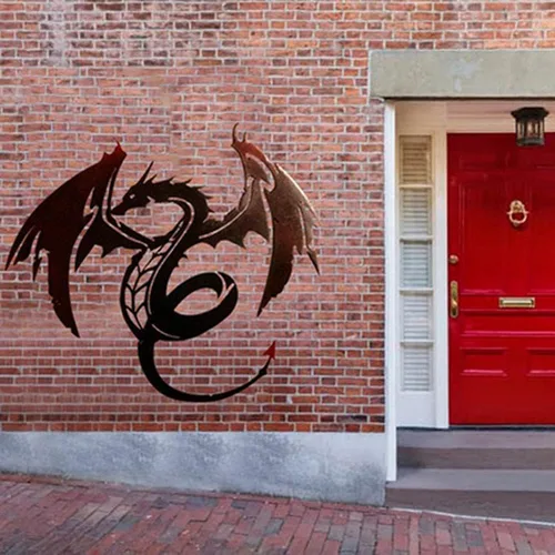 Miniatura 2 de Arte de pared de dragón de metal, escultura de dragón, arte único para colgar en la pared, arte de pared de dragón, dragones metálicos