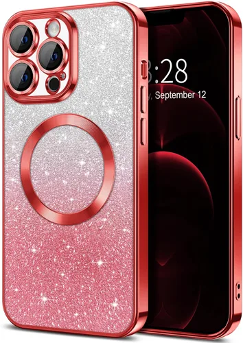 Miniatura 116 de Hython Funda para iPhone 13 Pro transparente con purpurina magnética [compatible con MagSafe] Protector completo de lente de cámara delgado