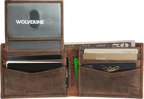 Miniatura 4 de WOLVERINE Billetera plegable de lona/cuero para hombre